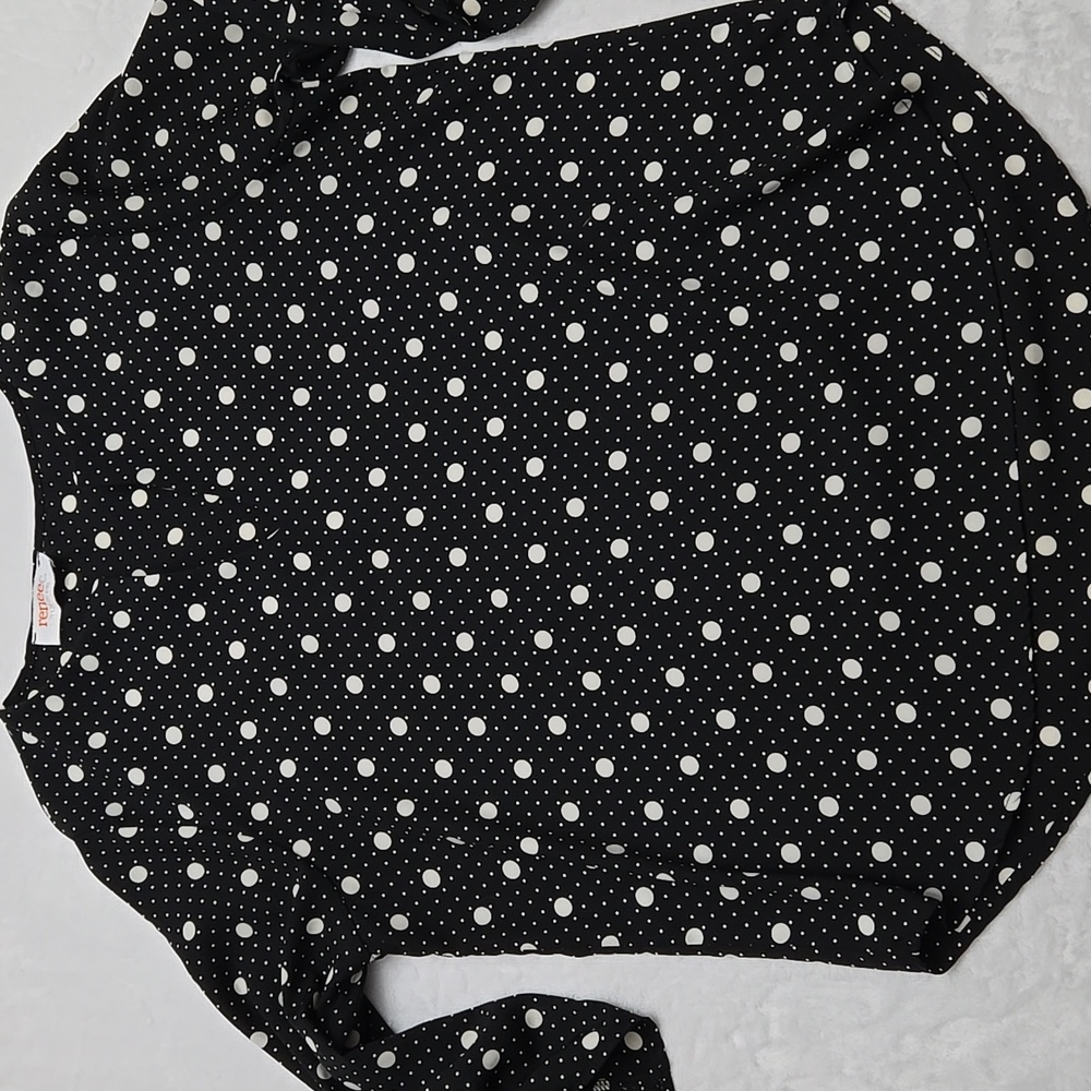 reneeC Quarter sleeve Sleeve Black and White Polkadot Blouse Size M‎ - Picture 6 of 11